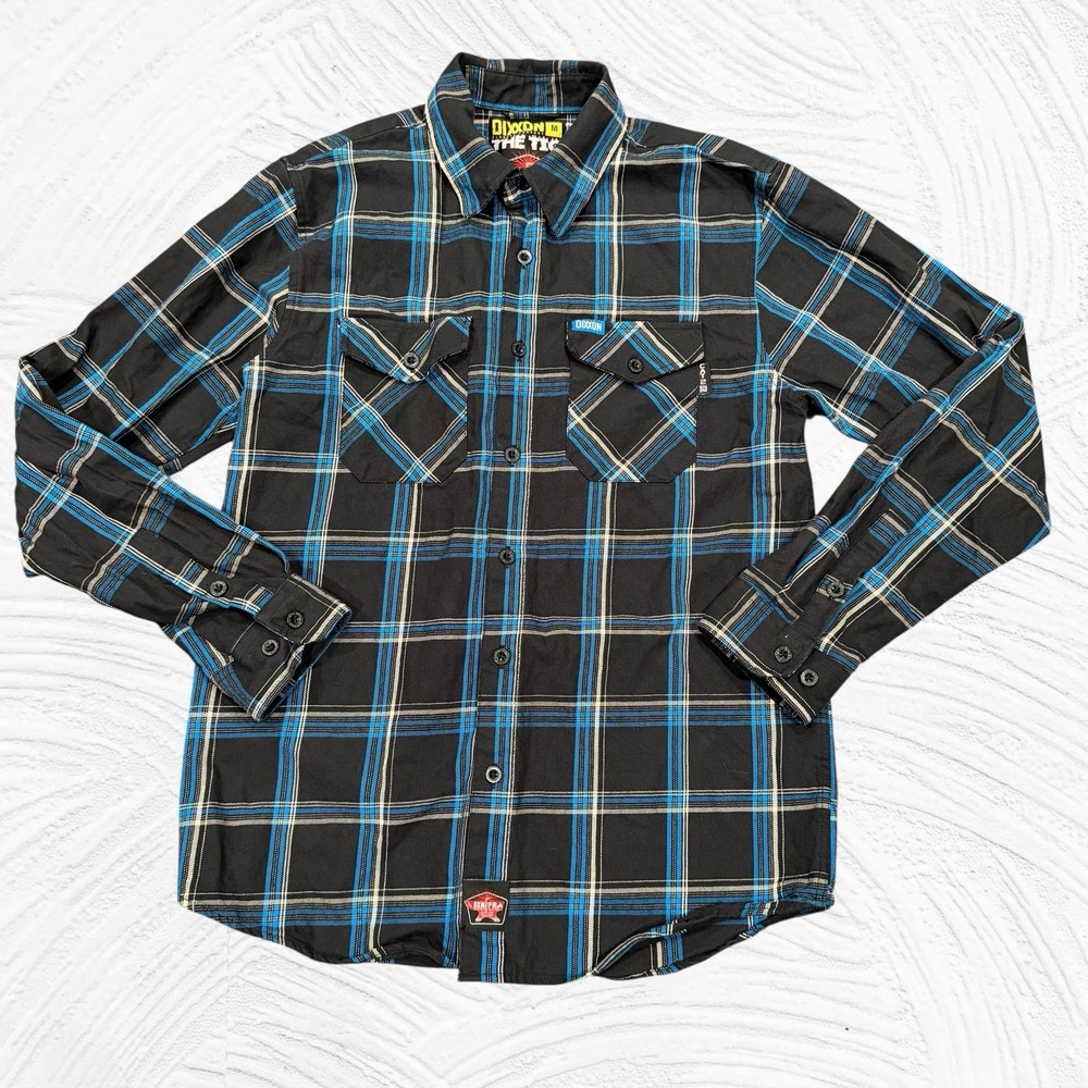 Dixxon Flannel FR Shirt Mens Medium Black Blue Plaid The Tig Cat2 NFPA2112